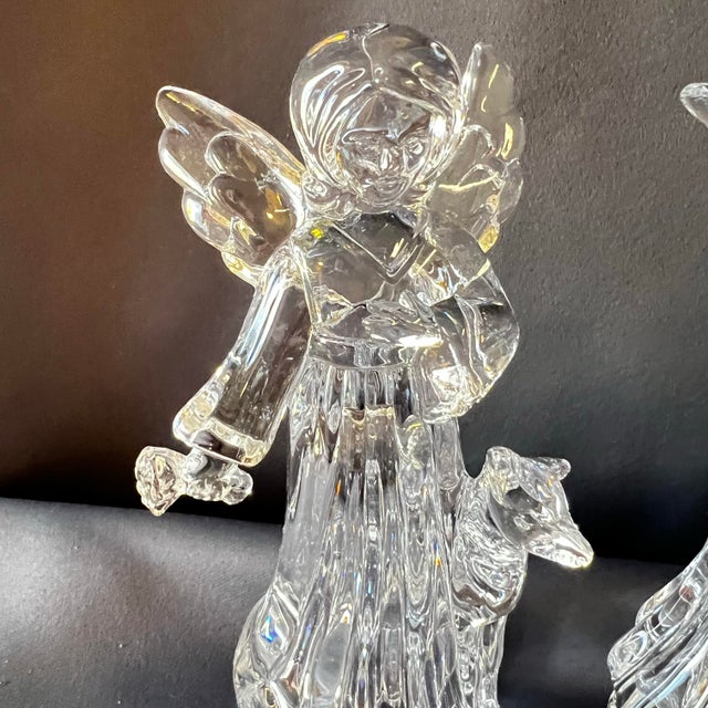 Vintage French Crystal Angel Trio, Sculptural Holiday Decor For Sale - Image 9 of 9