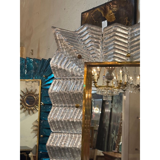 Murano Silver Glass Zigzag Mirror For Sale In Dallas - Image 6 of 8
