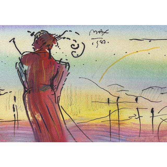 Early 21st Century Peter Max Untitled Original Watercolor on Paper For Sale - Image 5 of 6
