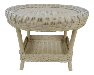 Henry Link Modern Oval Woven Wicker Side Table