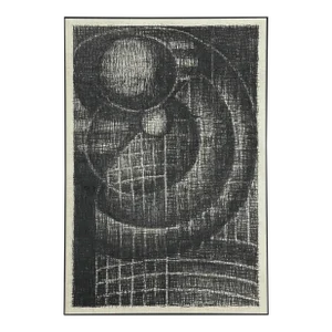 Vintage Abstract Postmodernist Charcoal on Paper, Matted/Anni Albers/Josef Albers