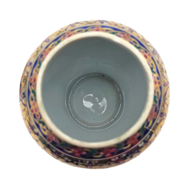 Late 20th Century Late 20th Century Thai Benjarong Hand-Painted Gilt Porcelain Covered Jar 6.6" For Sale - Image 5 of 17