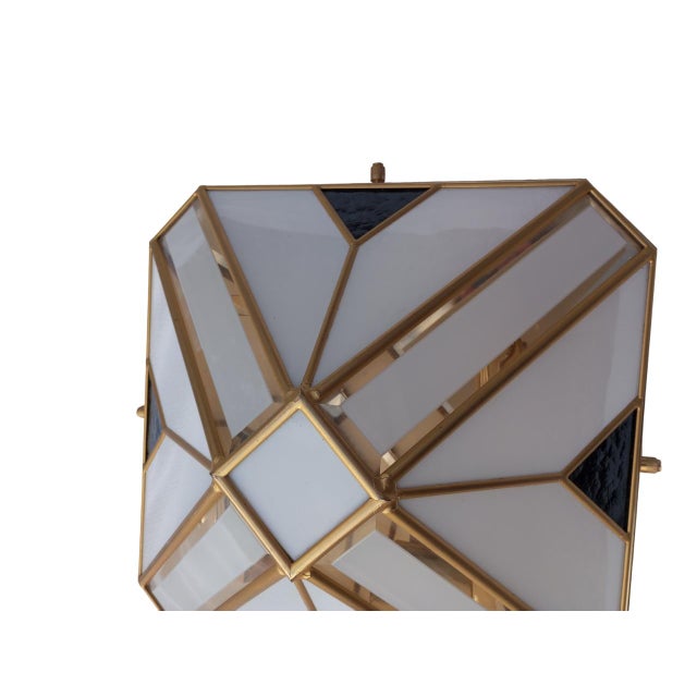 Pyramidal Wall Light in White Opaline Glass and Gold-Patinated Metal, 1970s For Sale - Image 6 of 12