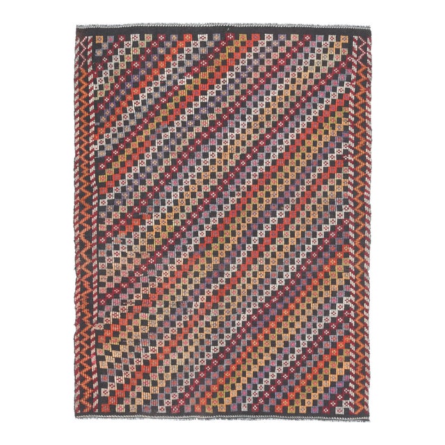 1970s Vintage Turkish Oushak Handmade Wool Cotton Brown Area Rug For Sale