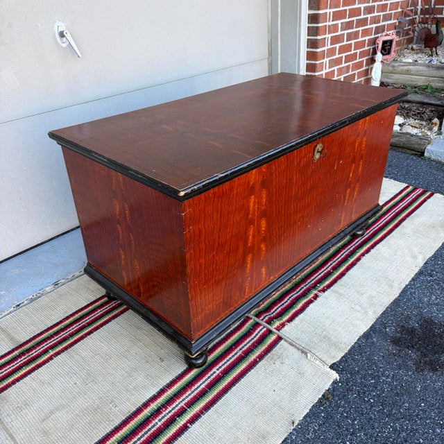 Antique 19th C. Manheim Pa Flame-Grain Painted Blanket Chest With Key For Sale - Image 17 of 18