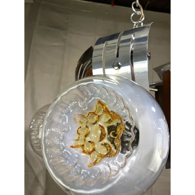 Mid-Century Milan Hand-Blown Glass Chandelier For Sale - Image 4 of 6