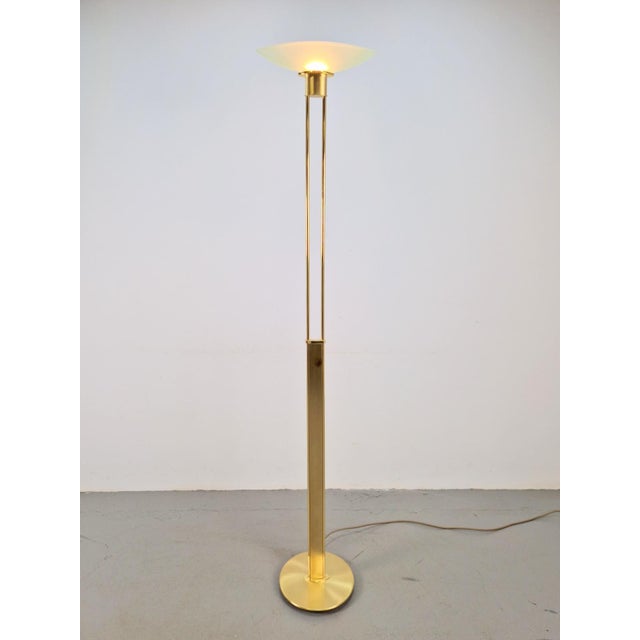 Regency Holtkotter Torchiere brass floor lamp 2517-1-P1 with Venetian glass Polished brass / brushed brass with champagne-...