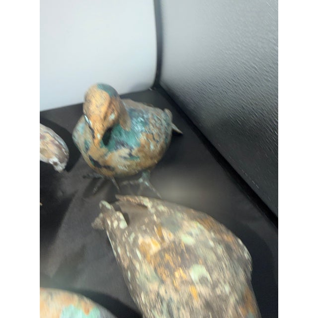 Realism Set of 5 Metal Pigeons in Heavy Metal Possibly Bronze For Sale - Image 3 of 13