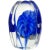 Glass Vintage Murano Fratelli Toso Blue Sapphire Flowers Italian Art Glass Tall Sectioned Paperweight For Sale - Image 7 of 7