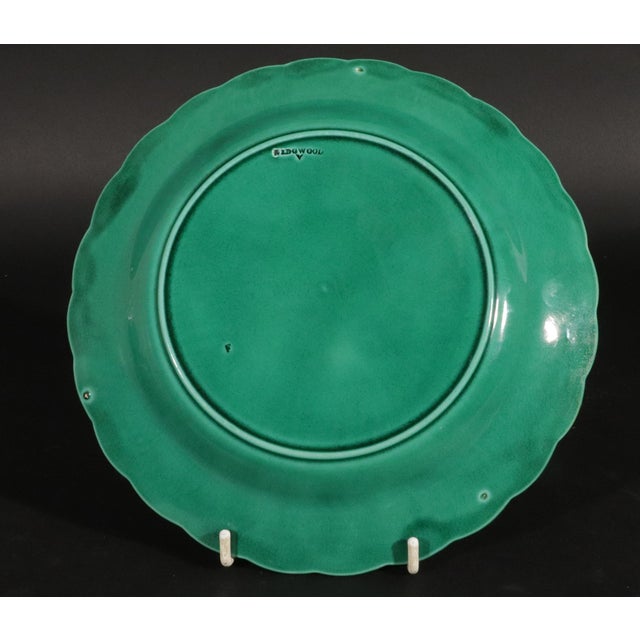 Wedgwood Green Majolica Earthenware Sunflower Plates Set (15) For Sale - Image 11 of 11