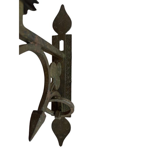 Brown Pair of Antique Early Forged Iron Candle Sconces For Sale - Image 8 of 8