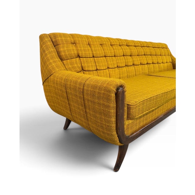 Mid-Century Modern Walnut Upholstered Sofa & Arm Chair For Sale In Philadelphia - Image 6 of 16