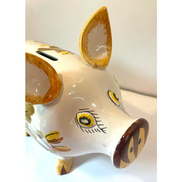 Ceramic Vintage Italian Hand Painted Ceramic Piggy Bank For Sale - Image 7 of 11