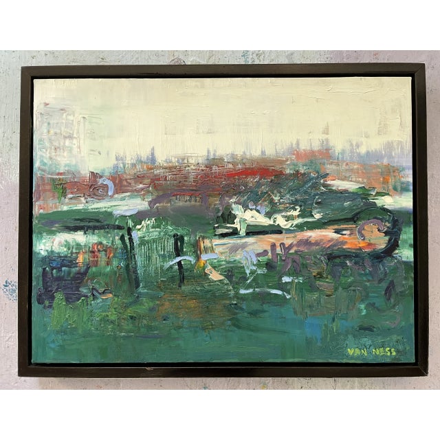 2020s "Emerald Skye", Original Oil Painting, Abstract Expressionism, Abstract Art For Sale - Image 5 of 7