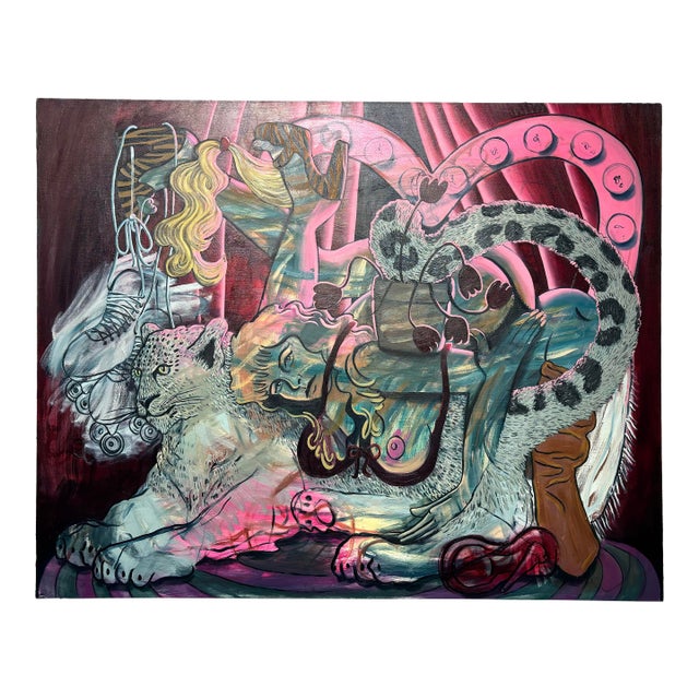 Contemporary Surreal Female Oil Painting on Canvas by Lindsey Kircher For Sale