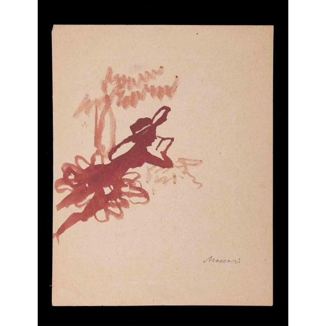 Girl is a Watercolor Drawing realized by Mino Maccari (1924-1989) in 1960s. Hand signed on the lower margin. Good...