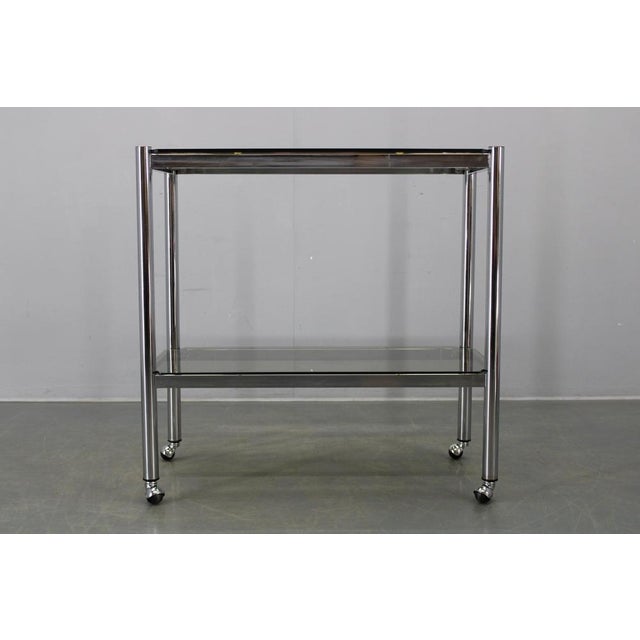 Mid-Century Modern Smoked Glass Serving Cart, Italy, 1970s For Sale - Image 4 of 12