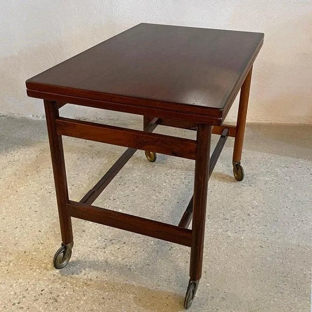Jason Møbler 1960s Danish Modern Rosewood Extension Side Table Trolley by Kurt Östervig For Sale - Image 4 of 10
