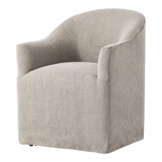 Four Hands Cove Dining Chair With Casters, Heather Twill Stone For Sale
