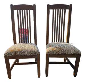 1990s Ethan Allen Amercian Artisan Dining Room Side Chairs Arts Crafts Mission Oak- Set of 2