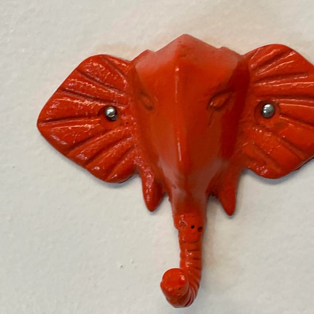 1980s Vintage Cast Iron Elephant Hook, Newly Lacquered in Orange. For Sale - Image 5 of 10