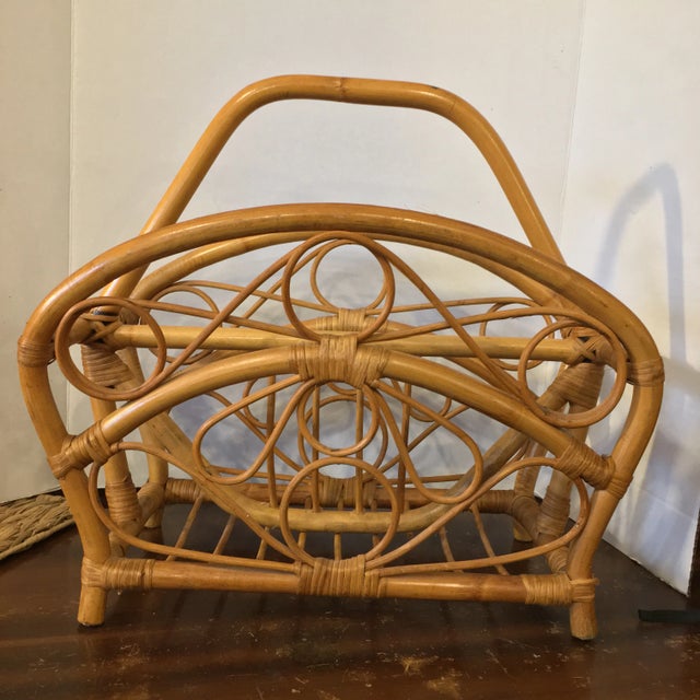 Franco Albini 1960s Small Mid Century Rattan Magazine Rack For Sale - Image 4 of 12