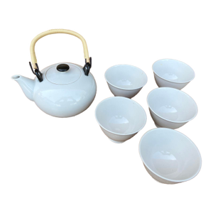 Vintage Japanese 6 Piece Ceremonial Tea Set, Arita Ware Pottery in Box, 1950’s