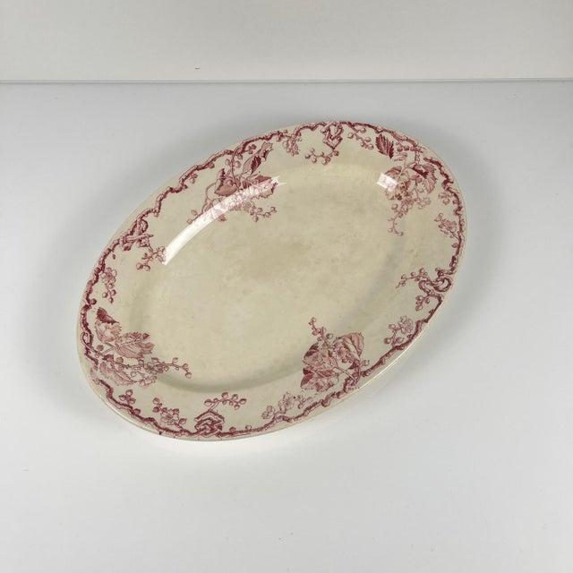 Oval Pink Earthenware Fontainebleau Serving Platter from KG Lunéville, 19th Century For Sale - Image 9 of 9