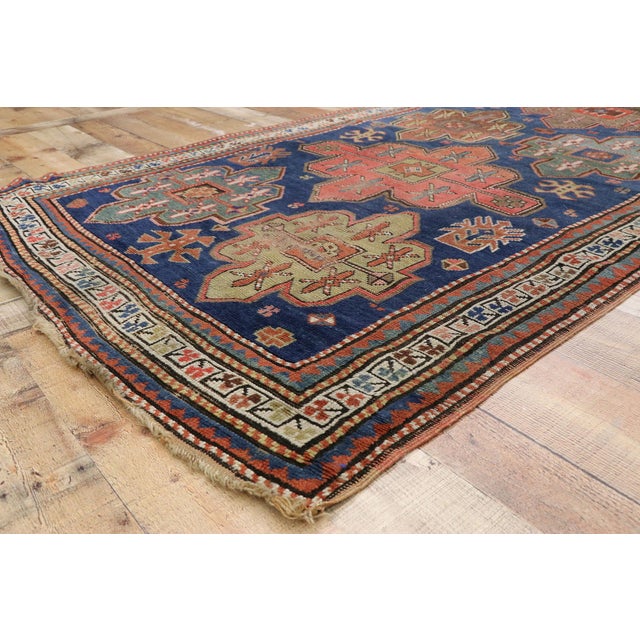 Antique Caucasian Kazak Rug, 04'01 X 09'10 For Sale In Dallas - Image 6 of 9