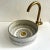 Gray Handcrafted Ceramic Pottery Round Vessel Washbasin Sink With Brass Drain For Sale - Image 6 of 10