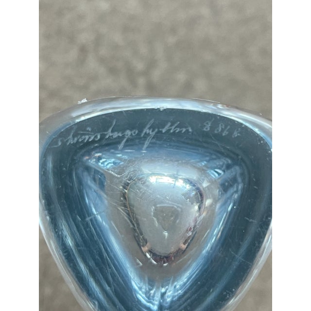 Vintage Scandinavian Danish Art Glass Vase Strömberg StrömbergStrömbergshyttan Triangle For Sale - Image 9 of 11