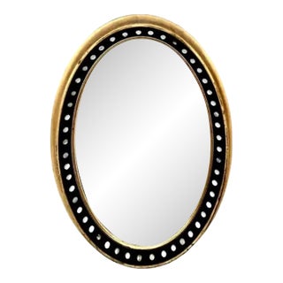 Irish Regency Style Oval Mirror With Parcel Gilt Frame and Glass Cabochons For Sale