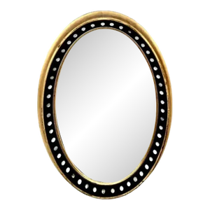 Irish Regency Style Oval Mirror With Parcel Gilt Frame and Glass Cabochons