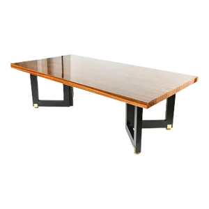 Lorin Marsh Dining Conference Table Smorgasbord Lacquered Zebra-Wood and Brass