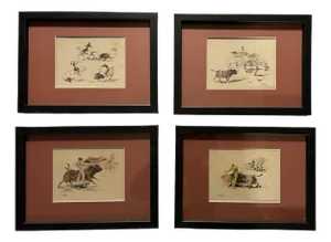 Joaquim Terruella Matilla, Bullfighting, Coloured Etchings, 1920s, Set of 4
