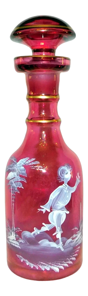 Late 19th Century Mary Gregory Victorian Glass Decanter