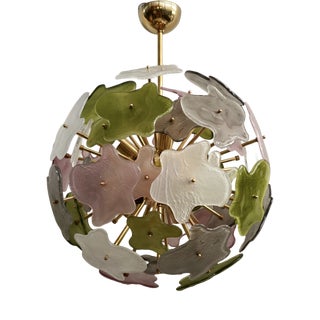 Sputnik Murano Art Glass Green Pink and White Chandelier and Pendant, 2000 For Sale