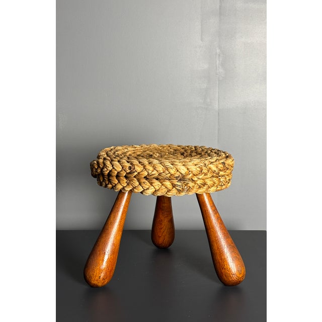Mid-Century French Braided Rope Stool from Audoux & Minet, 1950s For Sale - Image 12 of 15
