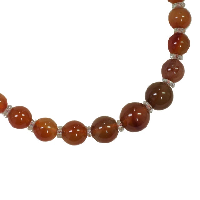 Traditional Vintage Carnelian Bead Necklace 1950s For Sale - Image 3 of 7