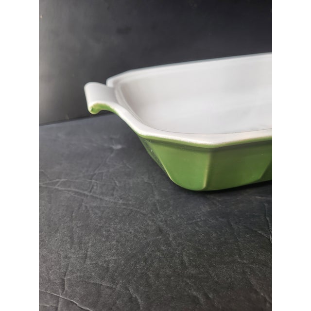 French Vintage Emile Henry Green Baking Dish France For Sale - Image 3 of 15