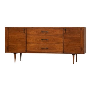 1960s Refinished 72” Walnut Dresser by Koehler For Sale