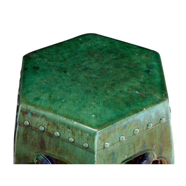 Late 19th Century 19th C Chinese Sancai Glazed Hexagonal Garden Stool For Sale - Image 5 of 6