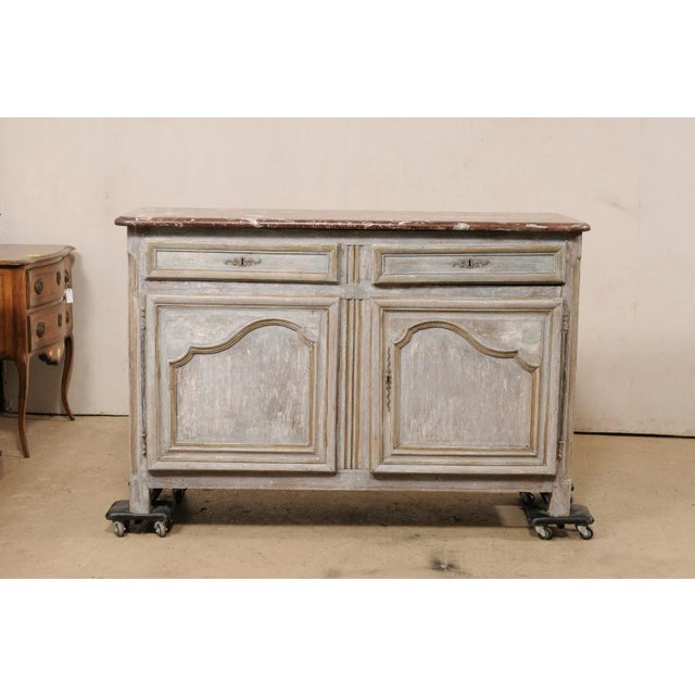French Marble Top Painted Buffet, 19th Century For Sale - Image 4 of 11