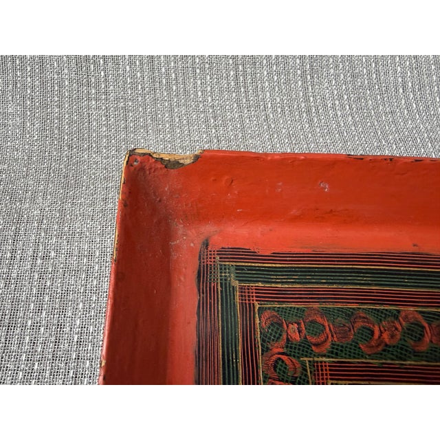 Antique Black Red Burmese Lacquer Zodiac Tray For Sale - Image 17 of 17