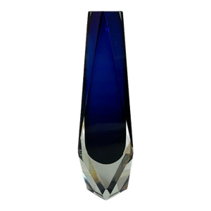 Vintage Mid Century Murano Cobalt Blue Glass Vase Attributed to Alessandro Mandruzzato