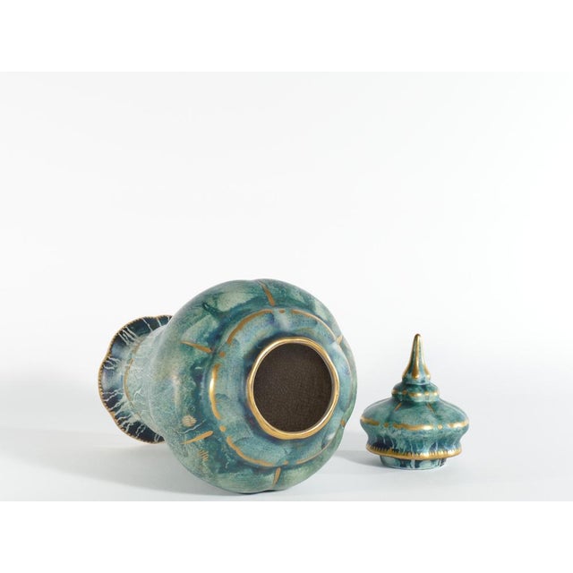 Art Deco Green Lustre Glaze Lidded Vase by Josef Ekberg for Gustavsberg, 1920s For Sale - Image 11 of 17
