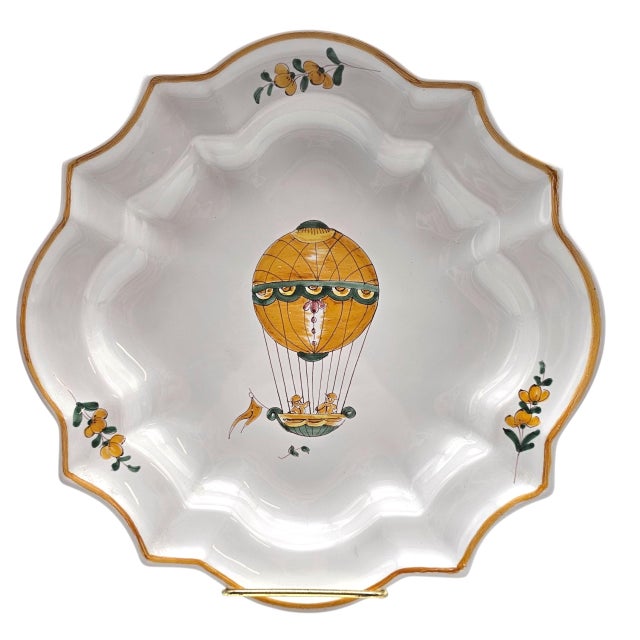 A. Faxil Moustiers Provence Faience Hand-Painted Scalloped Plates, Set of Three For Sale - Image 4 of 15