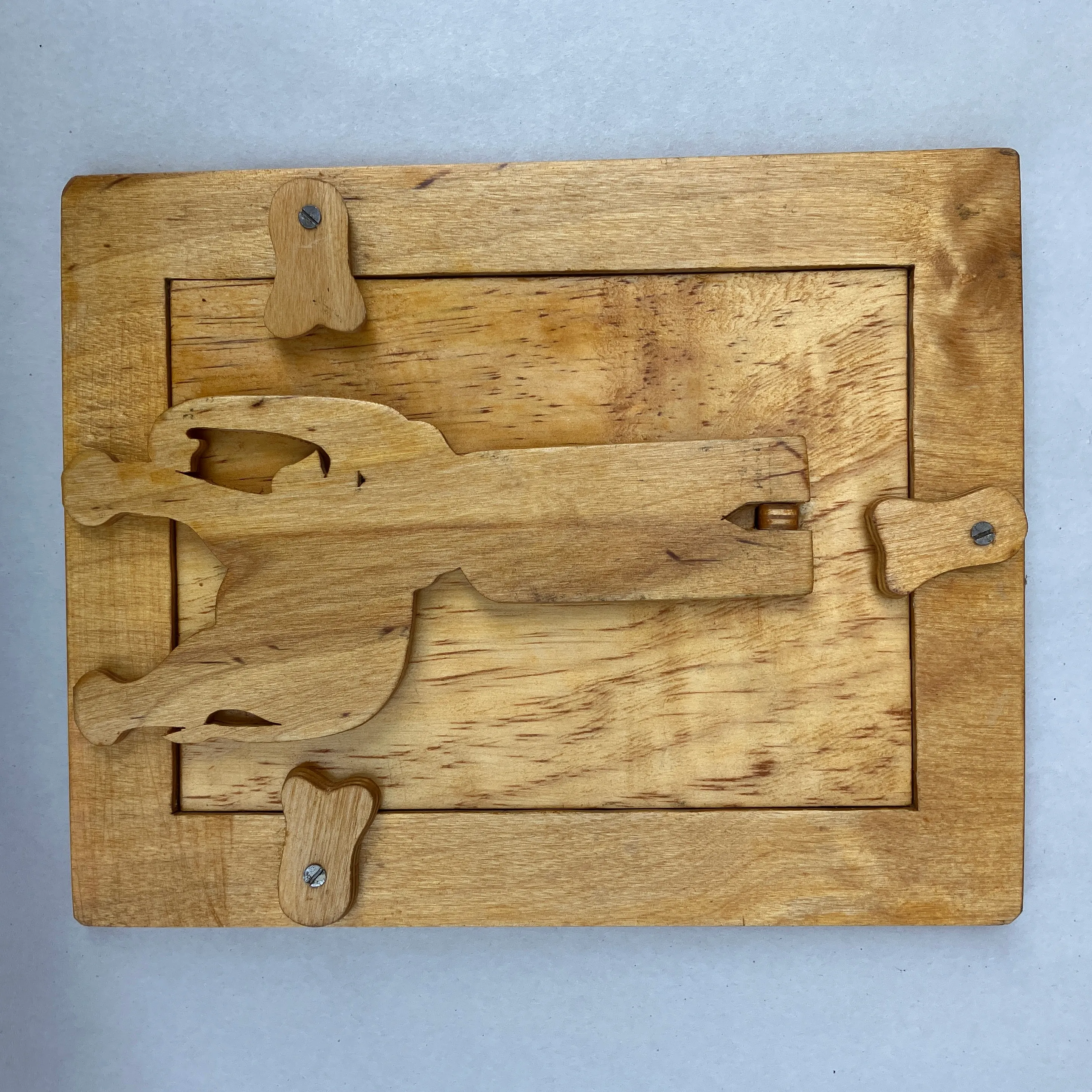 1970's Vintage Carved Wood Jungle Theme 5 X 7 Tabletop Picture