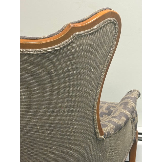Late 20th Century Upholstered Wingback French Chair For Sale - Image 9 of 10