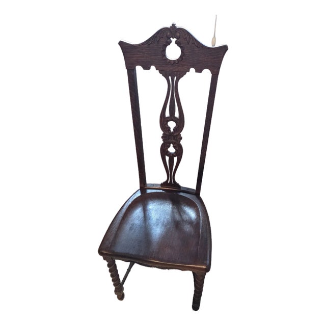 Antique Oak Accent Chair For Sale